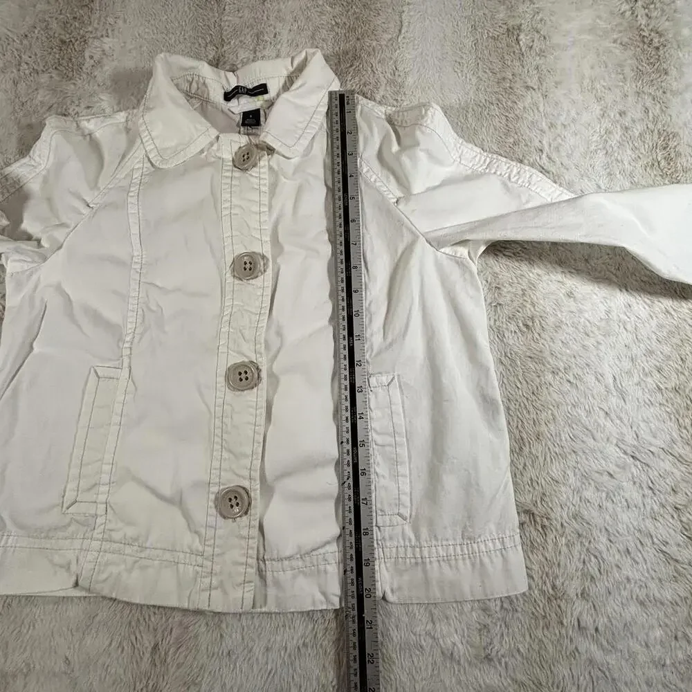 GAP Women’s White Cotton Utility Jacket Button Front Pockets Size Small
